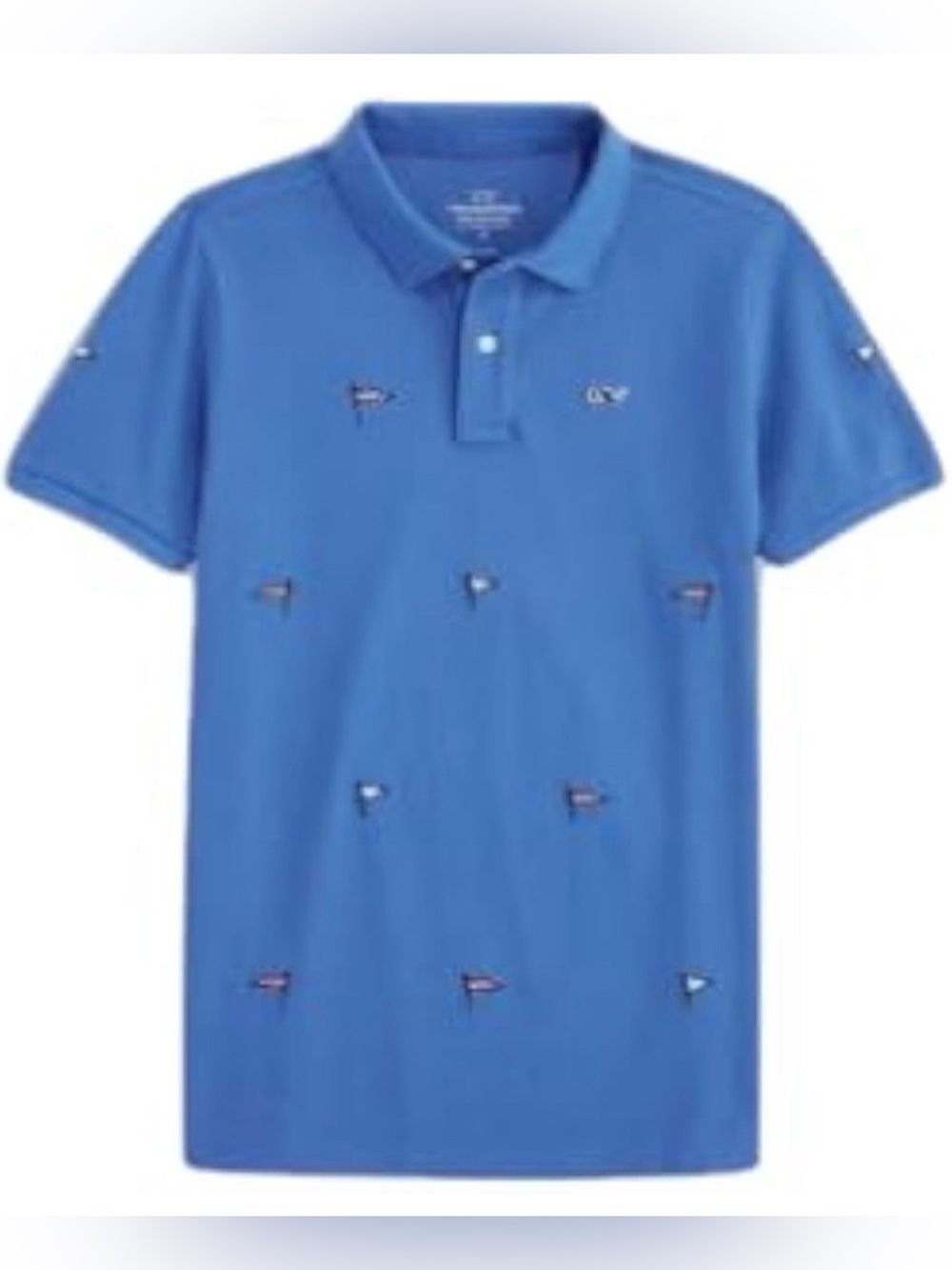 vineyard vines Boys' Novelty Embroidered Heritage Pique Polo, Blue, Medium